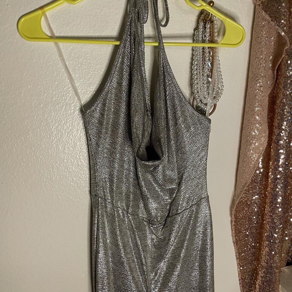 Silver cowl neck jumpsuit